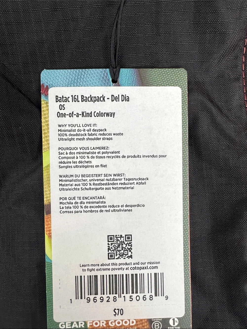 Cotopaxi Batac Del Día 16L Backpack One-of-a-Kind Multicolor Lightweight Daypack